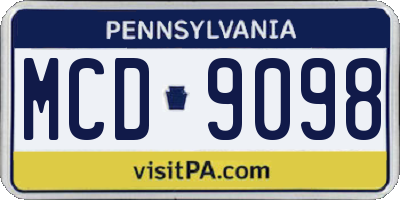 PA license plate MCD9098