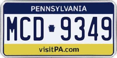 PA license plate MCD9349