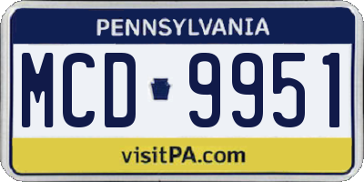 PA license plate MCD9951