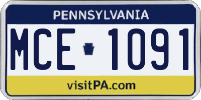 PA license plate MCE1091