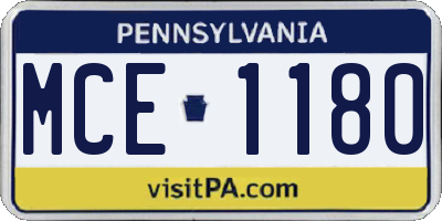 PA license plate MCE1180