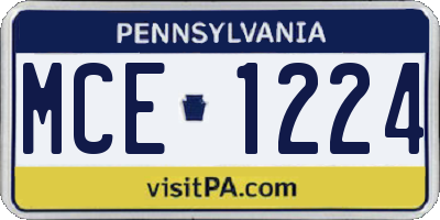 PA license plate MCE1224