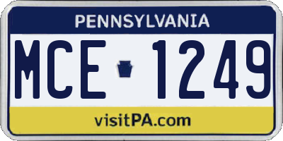 PA license plate MCE1249