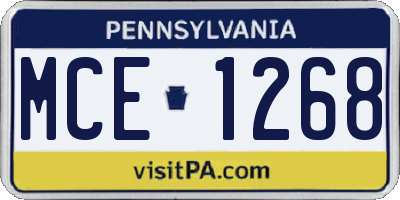 PA license plate MCE1268