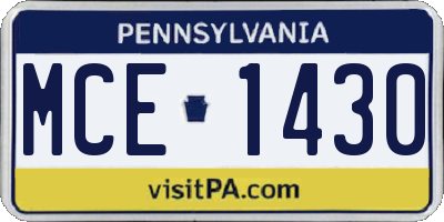 PA license plate MCE1430