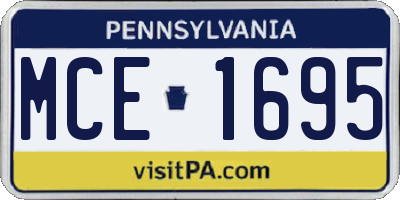 PA license plate MCE1695