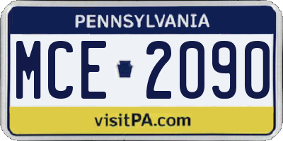 PA license plate MCE2090
