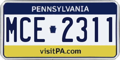 PA license plate MCE2311