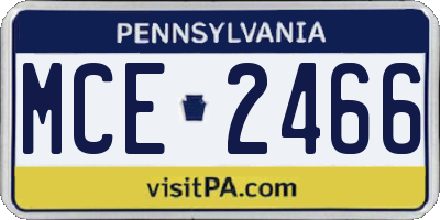PA license plate MCE2466