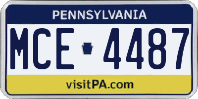 PA license plate MCE4487