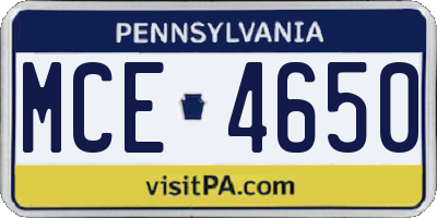 PA license plate MCE4650