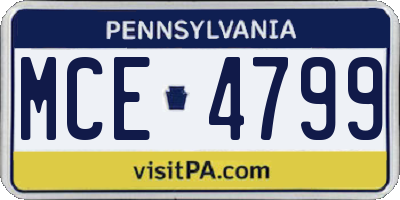 PA license plate MCE4799