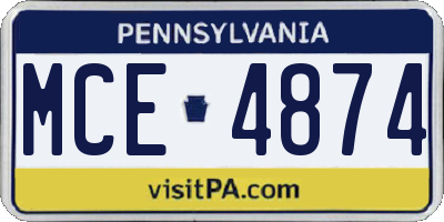 PA license plate MCE4874