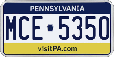 PA license plate MCE5350