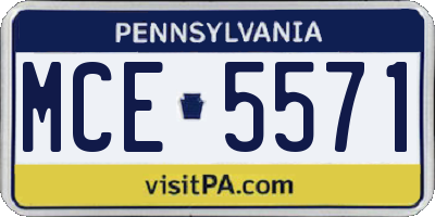 PA license plate MCE5571