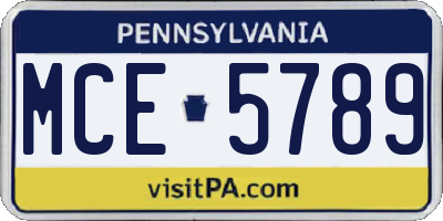 PA license plate MCE5789