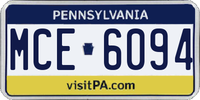 PA license plate MCE6094