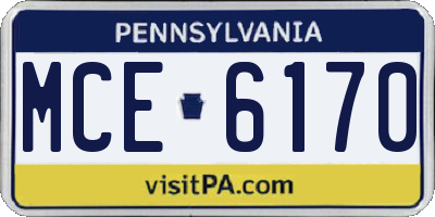 PA license plate MCE6170