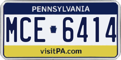 PA license plate MCE6414