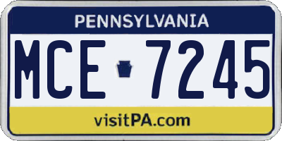 PA license plate MCE7245