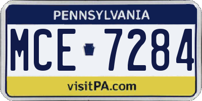 PA license plate MCE7284