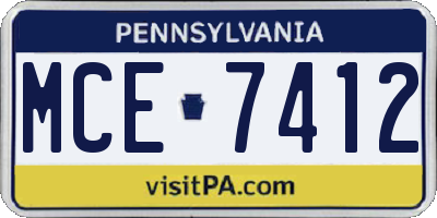 PA license plate MCE7412