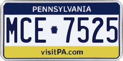 PA license plate MCE7525