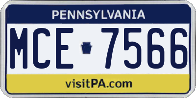 PA license plate MCE7566