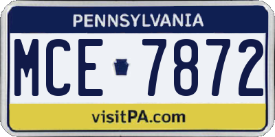PA license plate MCE7872