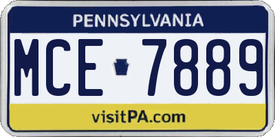 PA license plate MCE7889