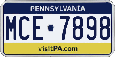 PA license plate MCE7898