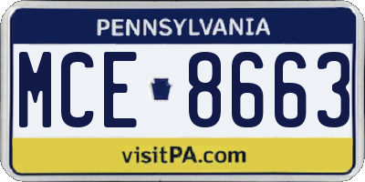 PA license plate MCE8663
