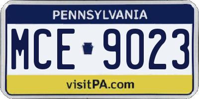 PA license plate MCE9023