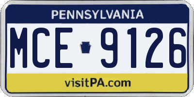 PA license plate MCE9126