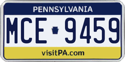 PA license plate MCE9459