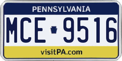 PA license plate MCE9516