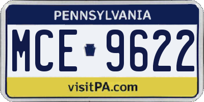 PA license plate MCE9622