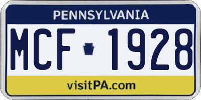PA license plate MCF1928