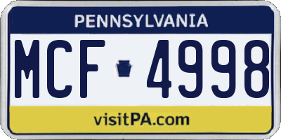 PA license plate MCF4998