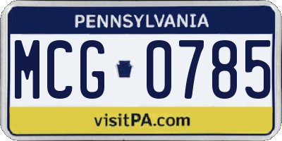 PA license plate MCG0785