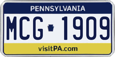 PA license plate MCG1909