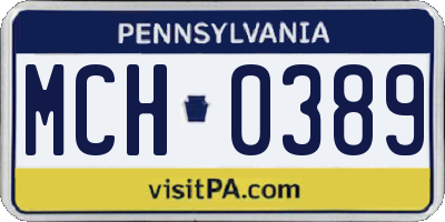 PA license plate MCH0389