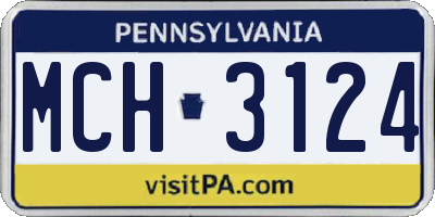 PA license plate MCH3124