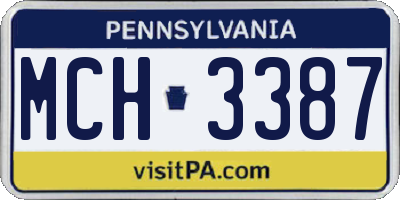 PA license plate MCH3387