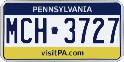 PA license plate MCH3727