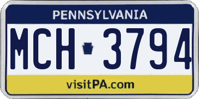 PA license plate MCH3794
