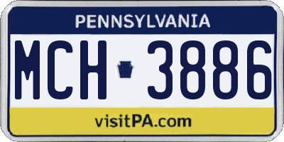 PA license plate MCH3886