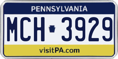 PA license plate MCH3929