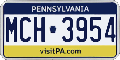 PA license plate MCH3954