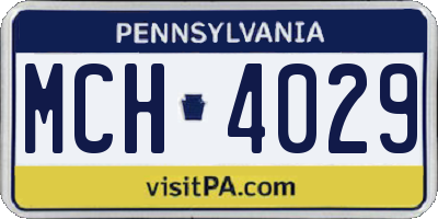 PA license plate MCH4029